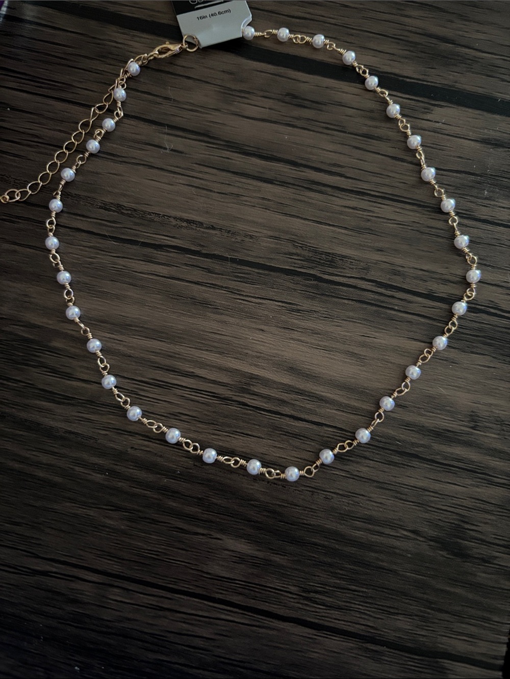 Gallery Gold Chain Necklace with White Bead Stations